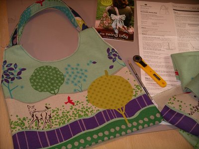 Amy Butler Swing Bag being made with Echino Fabrics